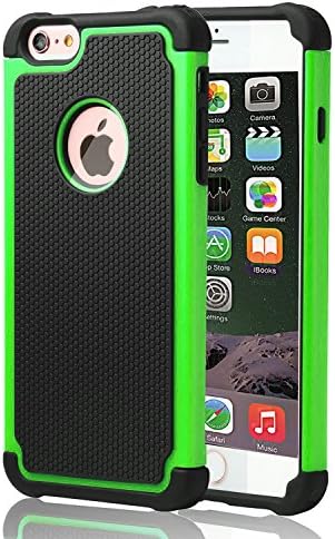 iPhone 6s plus Case ,[Corner Protection] Protective Case Detachable Defender Thin Protective Anti-dirt Scratch Resistant Hard Soft Heavy Duty Rubber Bumper Cover for iPhone 6 6s plus(Black/Green)
