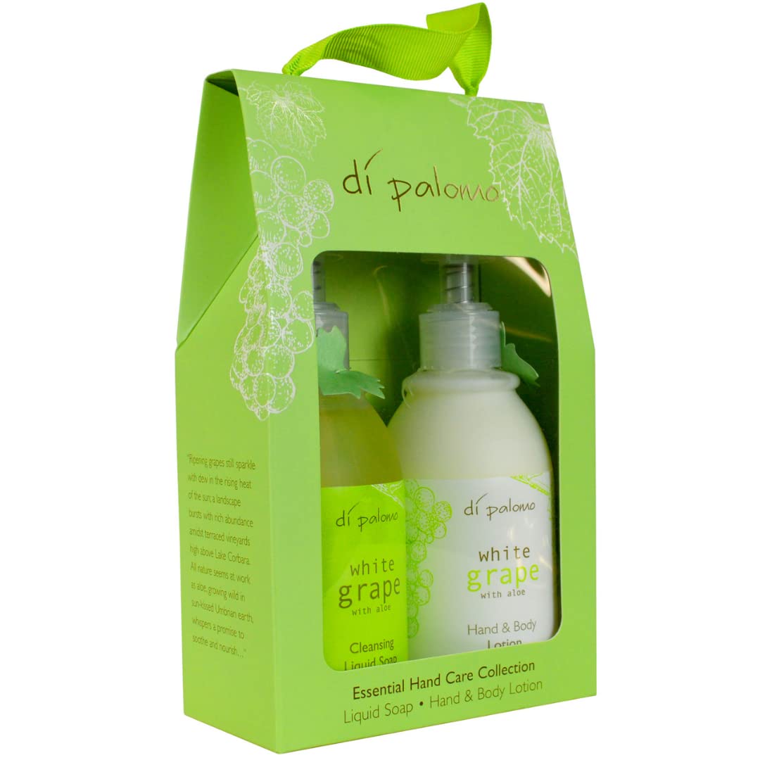 Di Palomo Vegan White Grape & Aloe Hand Care Essential Collection: 240ml Soap & Lotion. Luxury Wash & Cream. Pamper Gifts for Women.