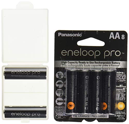 10 baterías recargables precargadas panasonic eneloop pro aa de alta capacidad ni-mh 2550 mah  + soporte de batería gratis