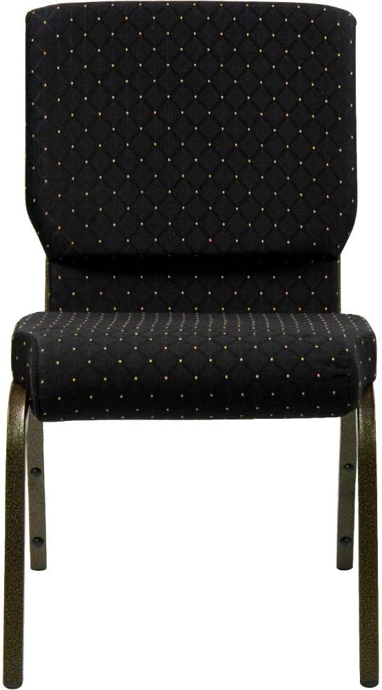 Flash Furniture HERCULES Series 18.5''W Stacking Church Chair in Black Dot Patterned Fabric - Gold Vein Frame: Furniture & Decor