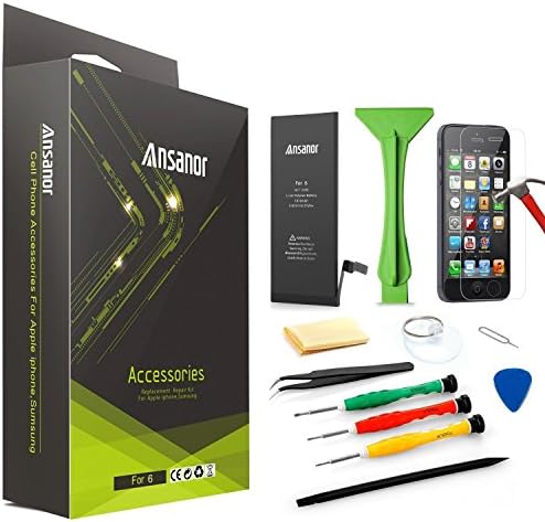 Ansanor Battery for iPhone 6 with Tools + Screen Protector for iPhone 6 3.82V 1810mAh
