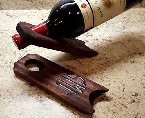 Floating Balancing Wine Bottle Holders with Woodburned Monogramming