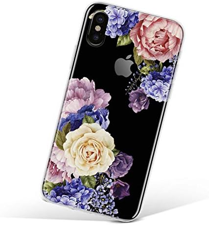 iPhone X Case, iPhone X Clear Case, MERCDON Floral Garden Flower Printed Pattern Design Transparent Clear Hard Slim Case with TPU Bumper Protective Cover for iPhone X / iPhone 10 (Eternal Garden)