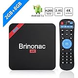 Brinnonac BN8 4K HD Smart Android 7.1 TV Box with Amlogic S905W Quad-core 2GB RAM 8GB ROM 2.4G Wifi 3D H.265 4K HD Player (2GB+8GB)