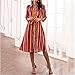 Women’s Stripe Midi Dress – Ladies Long Sleeve Tunic Shirt Dresses with Belt – Colorful Work Loose Dressthumb 2