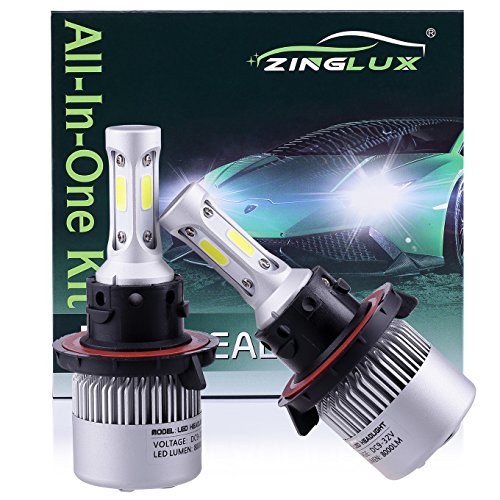 ZX2 H13 9008 8000LM LED High Low Dual Beam Headlight Conversion Kit,High Low Beam in One Bulb,for Replacing Halogen Headlamp All-in-One Conversion Kits,COB Technology,6500K Xenon White, 1 Pair