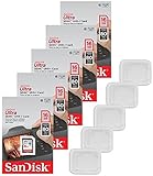 5x Genuine SanDisk Ultra 16GB Class 10 SDHC Flash Memory Card Up To 80MB/s Memory Card (SDSDUNC-016G-GN6IN) W/ Memory Card Case (5pcs)