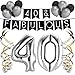 40 & Fabulous Birthday Party Pack - Black & Silver Happy Birthday Bunting, Balloon, and Swirls Pack- Birthday Decorations - 40th Birthday Party Supplies