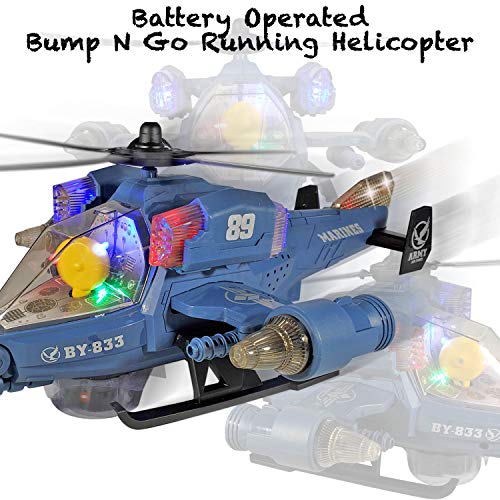 ANJ Kids New Holiday Helicopter Toy for Kids | Battery Operated Bump N Go, Beautiful Flashing Lights and Realistic Sounds Effects Toy Helicopter (Super Cobra)
