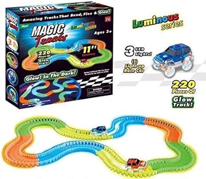 Anvera Toys Car Magic Tracks Bend Flex Night Glow Running Car Toy for Kids Gifting - 11 Feet