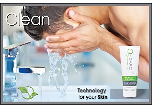 Ongaro Organic Facial Cleanser; Cleans Clogged Pores & Removes Dead Skin Cells While Hydrating for Younger Looking Skin with Probiotic Technology, Aloe Vera, Apple Stem Cells, and Peptides; 6oz
