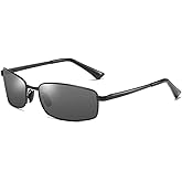 ZHILE Wrap Polarized Sunglasses Rectangular Metal Frame Classic Style Large Size