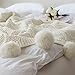 ZHIMIAN Beige Pompoms Fringe Throw Blanket 51