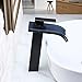 JinYuZe LED Waterfall Glass Spout 1 Hole Solid Brass Vessel Sink Faucet,with Color Changing Deck Mounted Lavatory Mixer Vanity Sink Faucet,Antique Black