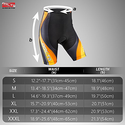 Arltb Bike Shorts 5 Sizes Men & Women Gel Padded Cycling Bicycle Compression Cycle Touring Shorts Tights Underwear Pants Elastic Breathable for Mountain (Yellow, S)