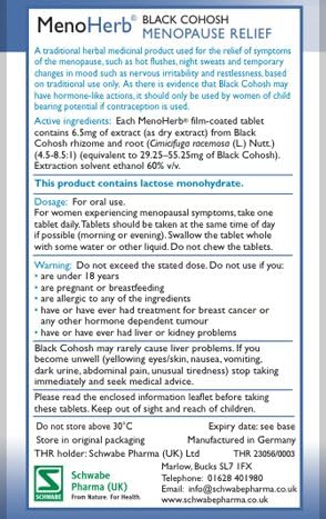 Schwabe Pharma, MenoHerb, Menopause Relief, Black Cohosh Root Extract 6.5mg - Image 3