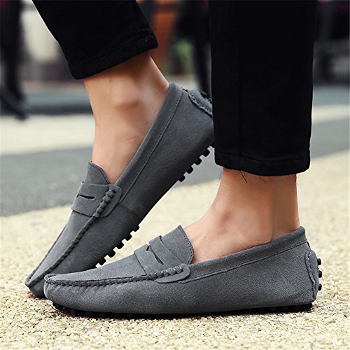 Men's Shoes Suede Leather Formal Shoes Light Soles Loafers & Slip-Ons for Casual Office & Career Outdoor Navy Blue Green Khaki Royal Blue (Color : G, Size : 38)