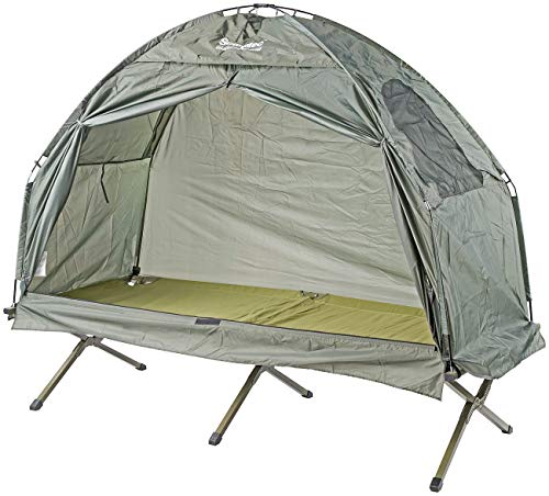 Semptec Urban Survival Technology Feldbettzelt: 2in1-Zelt mit Alu-Feldbett, 1200 mm Wassersäule, 193 x 78 x 160 cm (Liegezelt, Schlafzelt, wasserdichte Taschen) – Bild 3