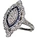 Challyhope Rings, Fashion Elegant Studded Crystal Silver Sapphire Cubic Zirconia Diamond Band Ring Women Jewelry Gift (Silver, 7)