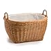 The Basket Lady Oval Wicker Laundry Basket, Jumbo, 25 in L x 19 in W x 14 in H, Toasted Oat