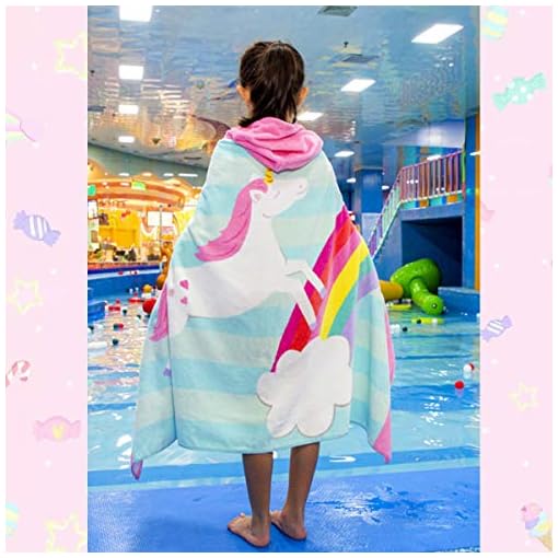 Girl's Rainbow Unicorn Hooded Bath Towel Toddler Girls Beach Towel