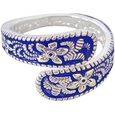 Dtja Vintage Embossed Flower Stacking Statement Ring for Women Adjustable Expandable Boho Floral Leaf Pattern Open Wrap Finger Rings Bohemian Holiday Festival Accessories Jewelry