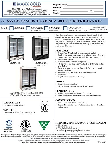 Maxx Cold MXM2-48RBX Two 2 Glass Door Upright Merchandiser Refrigerator Cooler in BLACK - 48cf - REFURBISHED - Thumbnail 2