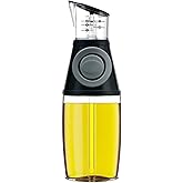 Oil Dispenser Bottle, 8.5oz Olive Oil Dispenser Oil Sprayer, Clear Glass Refillable Oil and Vinegar Dispenser Bottle with Mea