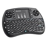 Wireless Keyboard Mini, Glamore 2.4GHz Mini Keyboard Wireless with Touchpad and Rechargeable Lithium-ion Battery for PC, Pad, Google Android TV Box and More (1 Pack)
