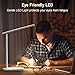 LED Desk Lamp - Dimmable Table Lamp with Eye-Caring Ideal for Reading, Studying, Working, Foldable Office Task Light, 3 Color Modes with 5 Brightness Levels, Touch Control, Memory Function, White