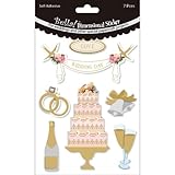 Ruby Rock-It Bella Wedding Glitter and Foil 3D Stickers, Cake, Multicolor