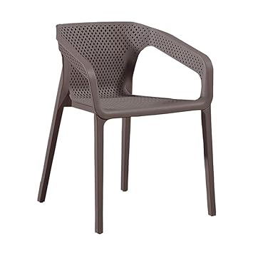 Finch Fox Plastic Armrest Dining Chair/Restaurant Chair/Cafeteria Chair/Cafe Chair/Arm Side Chairs ABS Plastic (Brown)