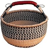 African Market Basket BOLGA Picnic - Large 14"-16" Across Ghana Picnic Baskets (Colors Vary)