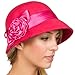 Sakkas Marilyn Vintage Style Wool Cloche Bucket Winter Hat with Satin Flower