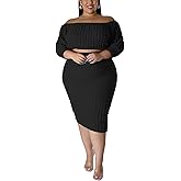 Women Plus Size 2 Piece Outfits Off Shoulder Dresses Set Sexy Crop Top Casual Bodycon Popcorn Midi Skirt Sets Vacation