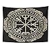 Emvency Tapestry Black Design Magical Runic Compass Circle Dragons Tattoo Home Decor Wall Hanging for Living Room Bedroom Dorm 60x80 Inches