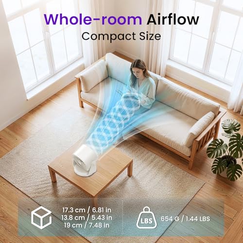 PALATALA Table Fan, Battery USB Fan with 11 Speed Levels, 105° Swivel Function, LED Display, Quiet Fan for Bedroom, Office, Library, Portable Table Fan
