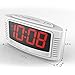 DreamSky Digital Alarm Clock with Snooze, 1.2 Inch Clear Led Digit Display with Dimmer, Simple Operate, Plug in Clock for Bedroom. (White + Red)