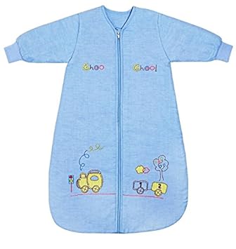 Schlummersack Ganzjahres Babyschlafsack mit Ärmeln für Jungs in blau 2.5 Tog 90cm/6-18 Monate - Zug