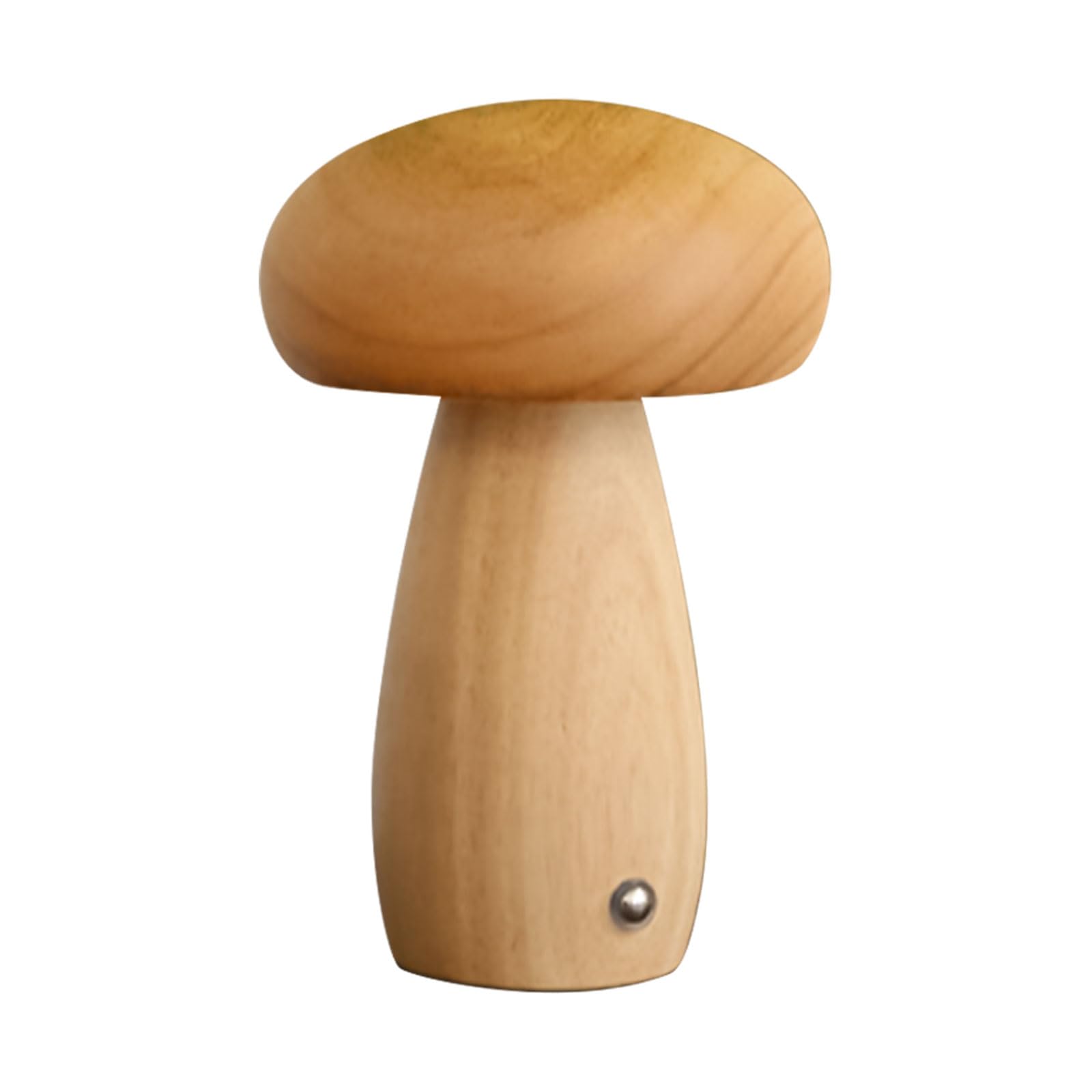 QENETY Wooden Mushroom Night Light, Cute Small Desk Lamp, USB Rechargeable Bedside Table Lamp, Adjustable for Bedroom Home Decor (Light Beech, Large)