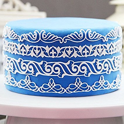 Anyana 14" sugar edible wave scroll flourish cake silicone Embossing Mat Texture fondant impression lace decorating mold gum paste cupcake topper tool icing candy imprint baking moulds sugarcraft