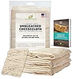 LiveFresh Unbleached Cheesecloth with 50' All-Natural Unbleached Cooking Twine and Cheesemaking Guide eBook - Grade 50, 5.5 Yards (49.5sq feet) - Washable and Reusable Strainer