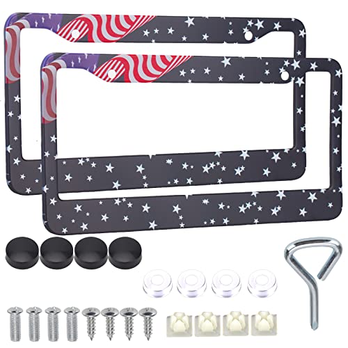 Metal License Plate Frames with American Flag