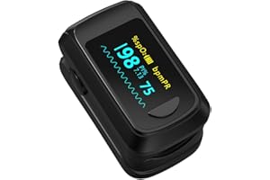 HEALTHTREE Fingertip Pulse Oximeter Blood Oxygen Saturation Monitor, Heart Rate and Fast Spo2 Reading Oxygen Meter with OLED Screen AAA Batteries
