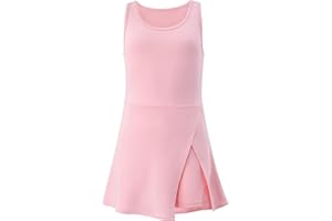 LIONJIE Little Girls Golf Tennis Sports Round Neck Sleeveless Athletic Active Dress with Safety Shorts and Pockets