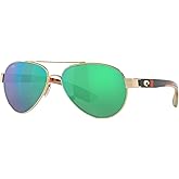 Costa Del Mar Polarized Sunglasses Womens - Loreto Aviator Designer Sunglasses for Women with 100% UV Protection - Size 56 - Rose Gold/Green Mirror 580G