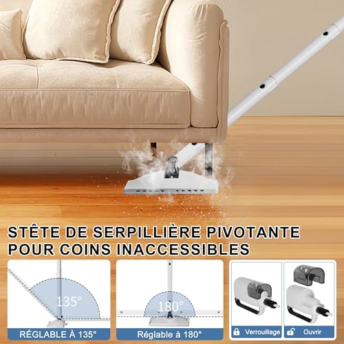 Vidattx Steam Cleaner, Multifunction Steam Cleaner, 8 in 1, 1500 W, Removes 99.9% of Viruses and Bacteria, Steam Cleaner ECO Without Detergents, Glass Cleaner, Sofa Steam Cleaner