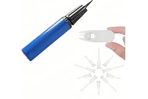 RyanDesign Ball Pump Set, 13-Piece Blue Sports Ball Inflator Kit with 2 Pullers and 10 Valve Pins, 9.84 inch Manual Air Pump for Exercise Balls, Pool Floats, Party Balloons