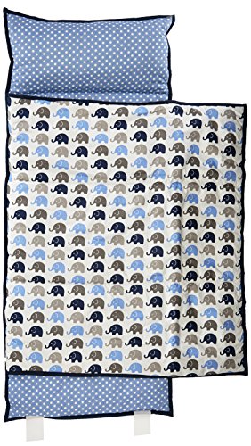 Bacati Elephants Nap Mat Bedding Set, Blue/Grey