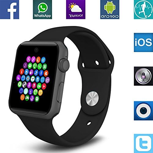 Banaus BS19 Newest SmartWatch with Bluetooth 4.0 Support SIM Watch Phone for Android Samsung Galaxy S4/S5/S6/S7/Note3/Note4/Note5/Note6 HTC Sony LG Xiaomi Huawei ZUK and iPhone 5/5C/5S/6/6S Black